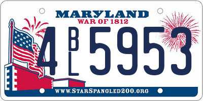 MD license plate 4BL5953