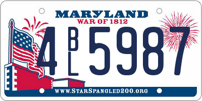 MD license plate 4BL5987