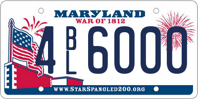 MD license plate 4BL6000