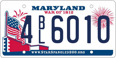 MD license plate 4BL6010