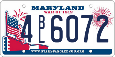 MD license plate 4BL6072