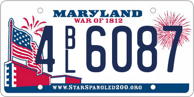 MD license plate 4BL6087