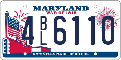 MD license plate 4BL6110