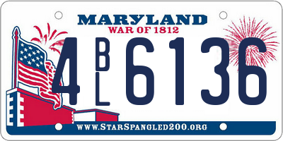 MD license plate 4BL6136
