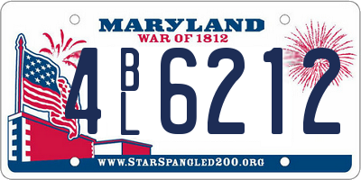 MD license plate 4BL6212