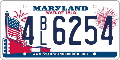 MD license plate 4BL6254