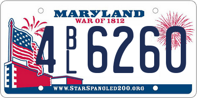 MD license plate 4BL6260