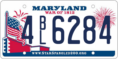 MD license plate 4BL6284
