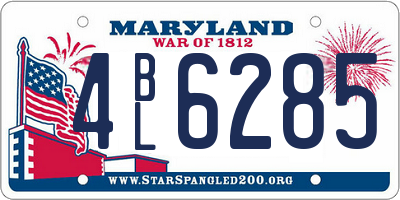 MD license plate 4BL6285