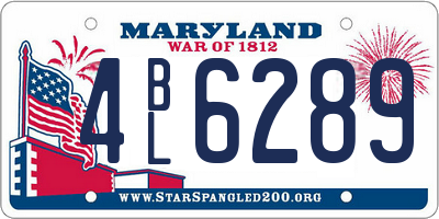 MD license plate 4BL6289