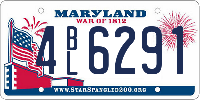 MD license plate 4BL6291