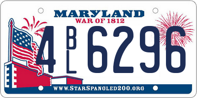 MD license plate 4BL6296