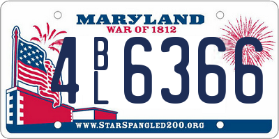 MD license plate 4BL6366
