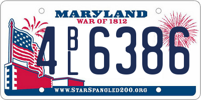 MD license plate 4BL6386