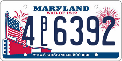 MD license plate 4BL6392