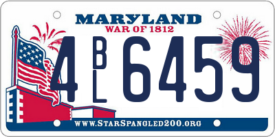 MD license plate 4BL6459