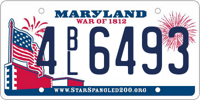 MD license plate 4BL6493