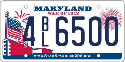 MD license plate 4BL6500