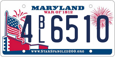MD license plate 4BL6510