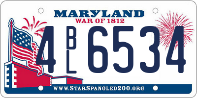 MD license plate 4BL6534
