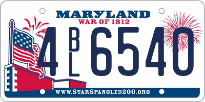 MD license plate 4BL6540