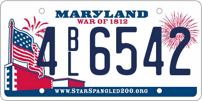MD license plate 4BL6542