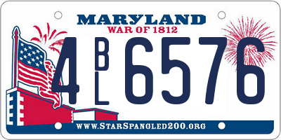 MD license plate 4BL6576