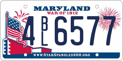 MD license plate 4BL6577