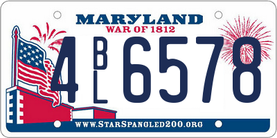 MD license plate 4BL6578