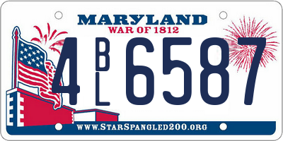 MD license plate 4BL6587