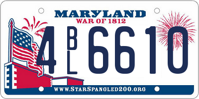 MD license plate 4BL6610