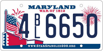 MD license plate 4BL6650