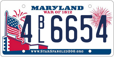 MD license plate 4BL6654
