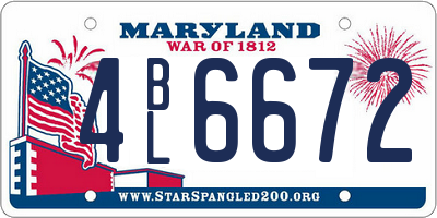 MD license plate 4BL6672