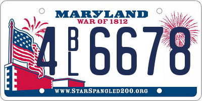 MD license plate 4BL6678