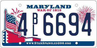 MD license plate 4BL6694