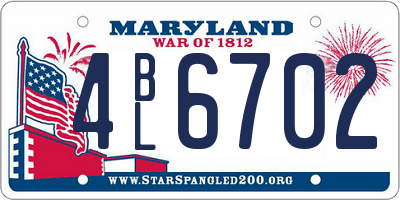 MD license plate 4BL6702