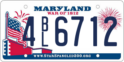 MD license plate 4BL6712