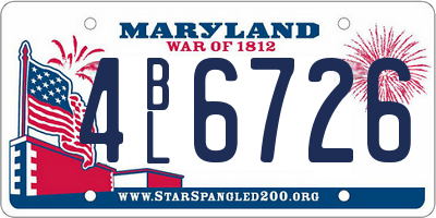 MD license plate 4BL6726