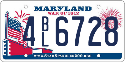MD license plate 4BL6728