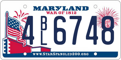 MD license plate 4BL6748