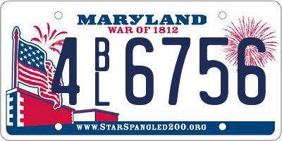 MD license plate 4BL6756