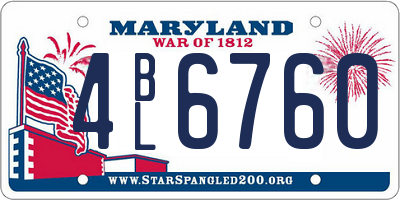 MD license plate 4BL6760