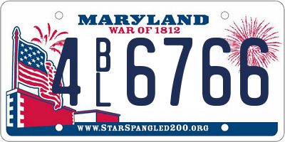 MD license plate 4BL6766