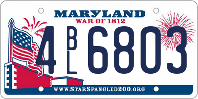 MD license plate 4BL6803