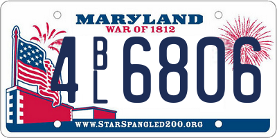 MD license plate 4BL6806