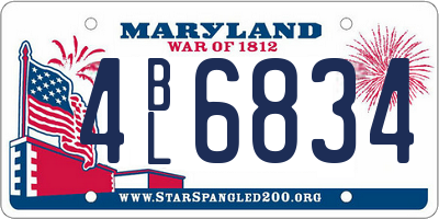 MD license plate 4BL6834