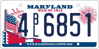MD license plate 4BL6851