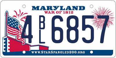 MD license plate 4BL6857