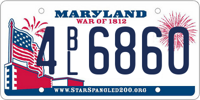 MD license plate 4BL6860